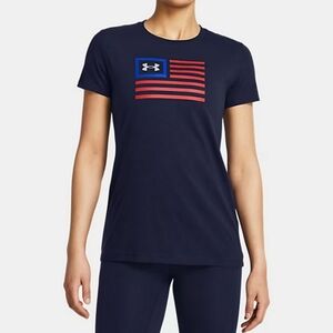 UNDER ARMOUR USA Freedom Flag T-Shirt Top Womens XS